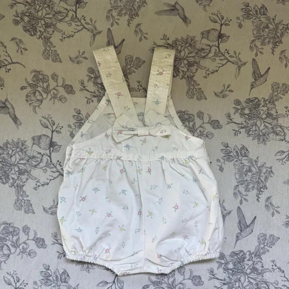 Vtg Oshkosh B'gosh Pink White Floral bubble romper 18 months Baby Girl USA